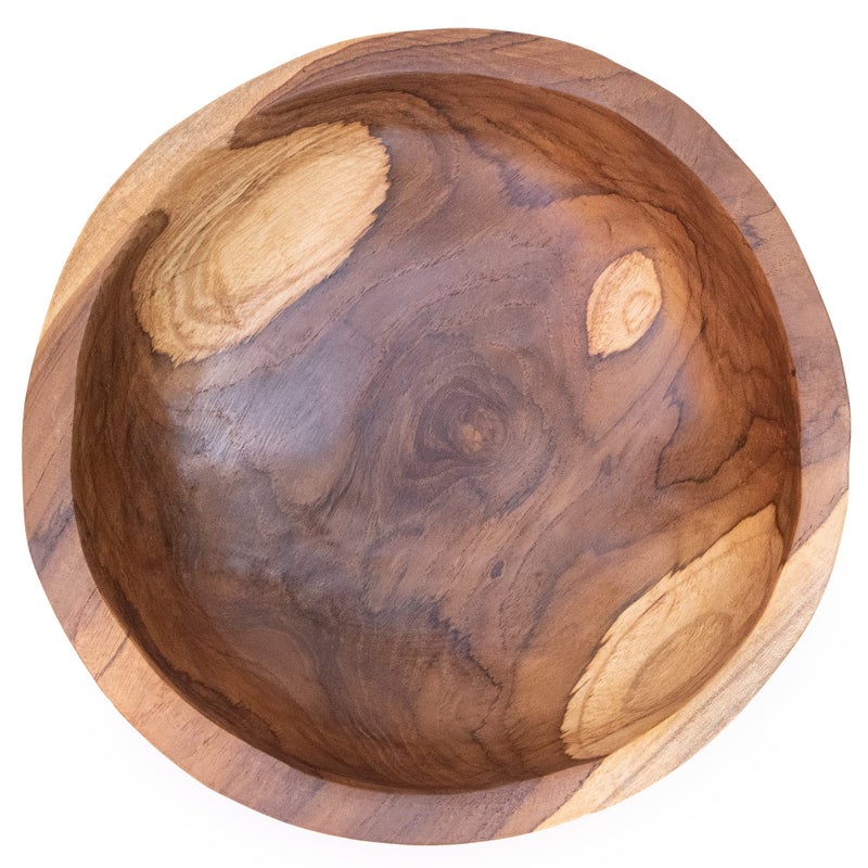 ANDALUCA 9 Inch Teak Wood Hand Carved Rustic Organic Bowl Small (9"-10" Diameter) - Image 2